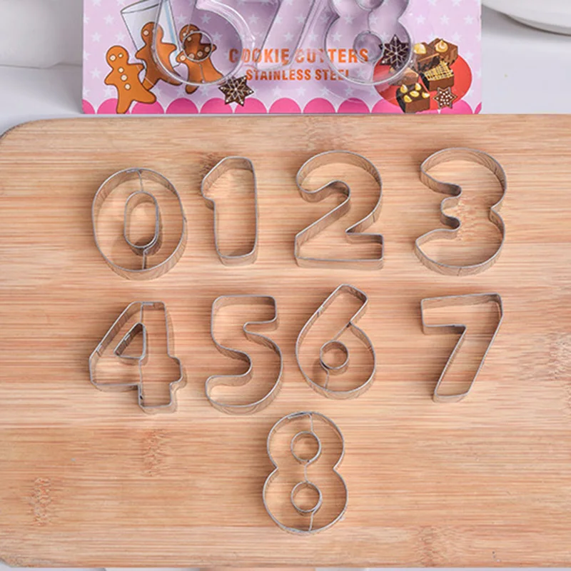 

9Pcs Number Cookie Cutters Set Stainless Steel Biscuit Cookie Mold Fondant Cutter Kitchen Baking Tool