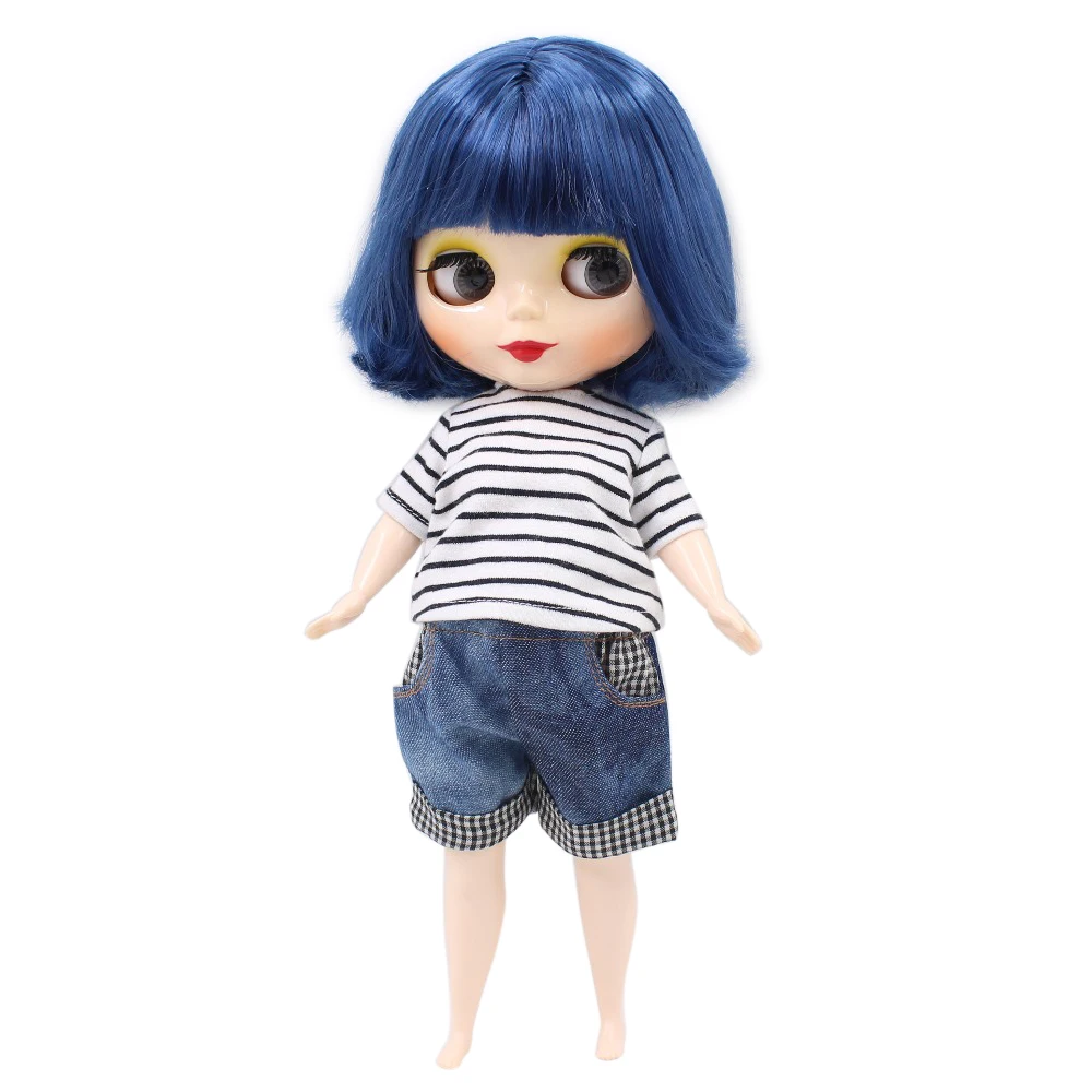 

Free shipping factory plump blyth doll 1/6 30cm blue short hair fat body gift toy BL6221