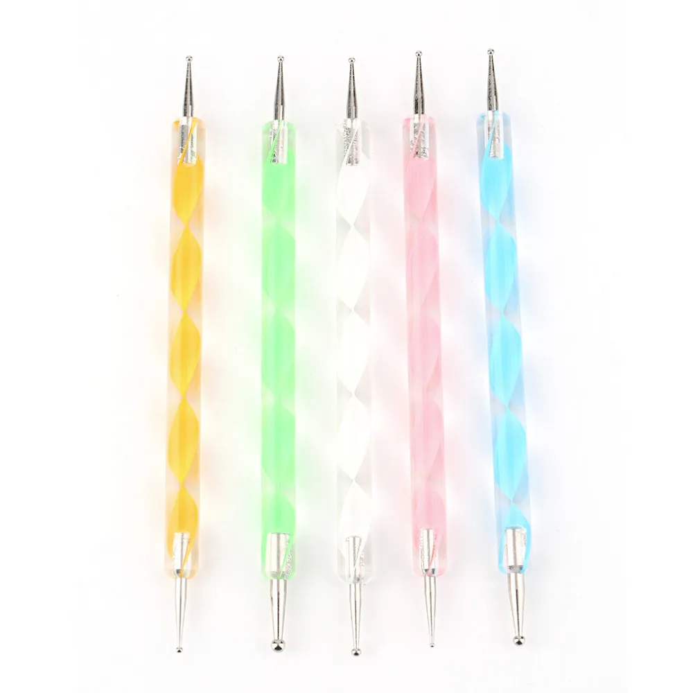 5pcs 2 Ends Nail Art Dotting Pens Nail Polish Pen Drill Point Pen