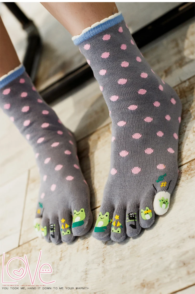 Модный бренд Для женщин носки красочные милые дышащие хлопковые носки Повседневное пять пальцы рук и ног, раздел-детские носки 3 пар/лот) X015