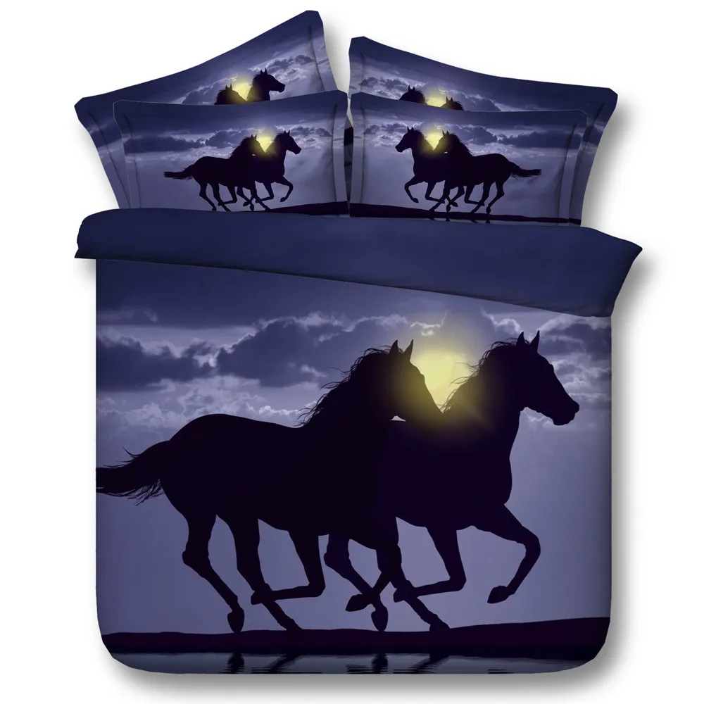 

Horses Bedding Set 3D Dusty Lightning Printed Duvet Cover Double For Adults Bed Cover Photography Bedclothes 3Pcs