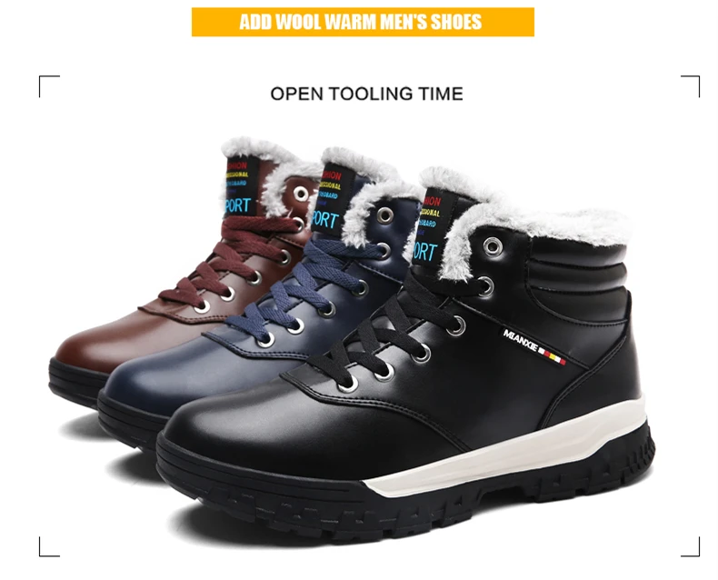 SERENE Brand Men's Boots Big Size Waterproof Male Leather Shoes Work Boot Warm Fur Winter Casual Snow Sneakers Mens Ankle Boots (3)