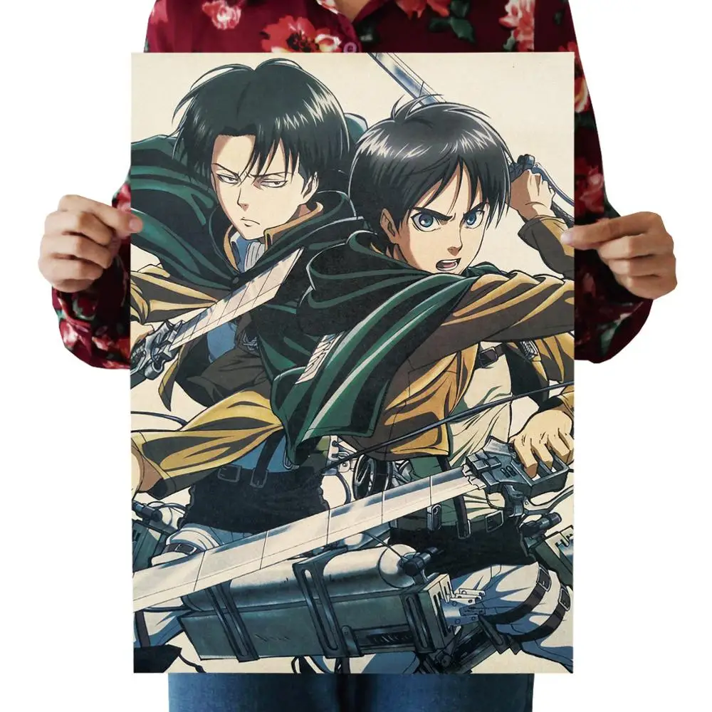 

Attack on Titan B Style Japanese Cartoon Comic Kraft Paper Poster Wall Stickers Home Decor Painting 51.5x36cm