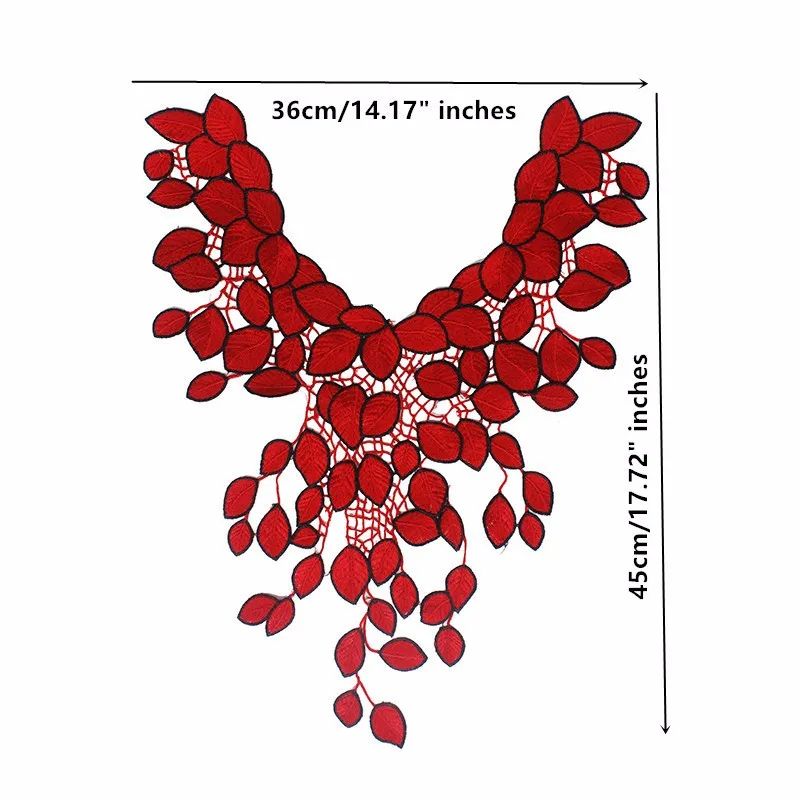 1 шт. красные листья кружевная ткань вышивка воротник кружева нашивки аппликация мотив Venise Одежда Аксессуары для шитья T1917
