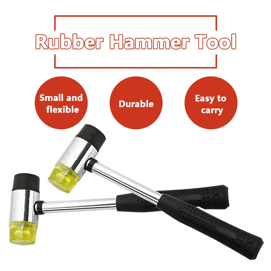 Black Plastic Coated Grip Double Head Rubber Hammer 10