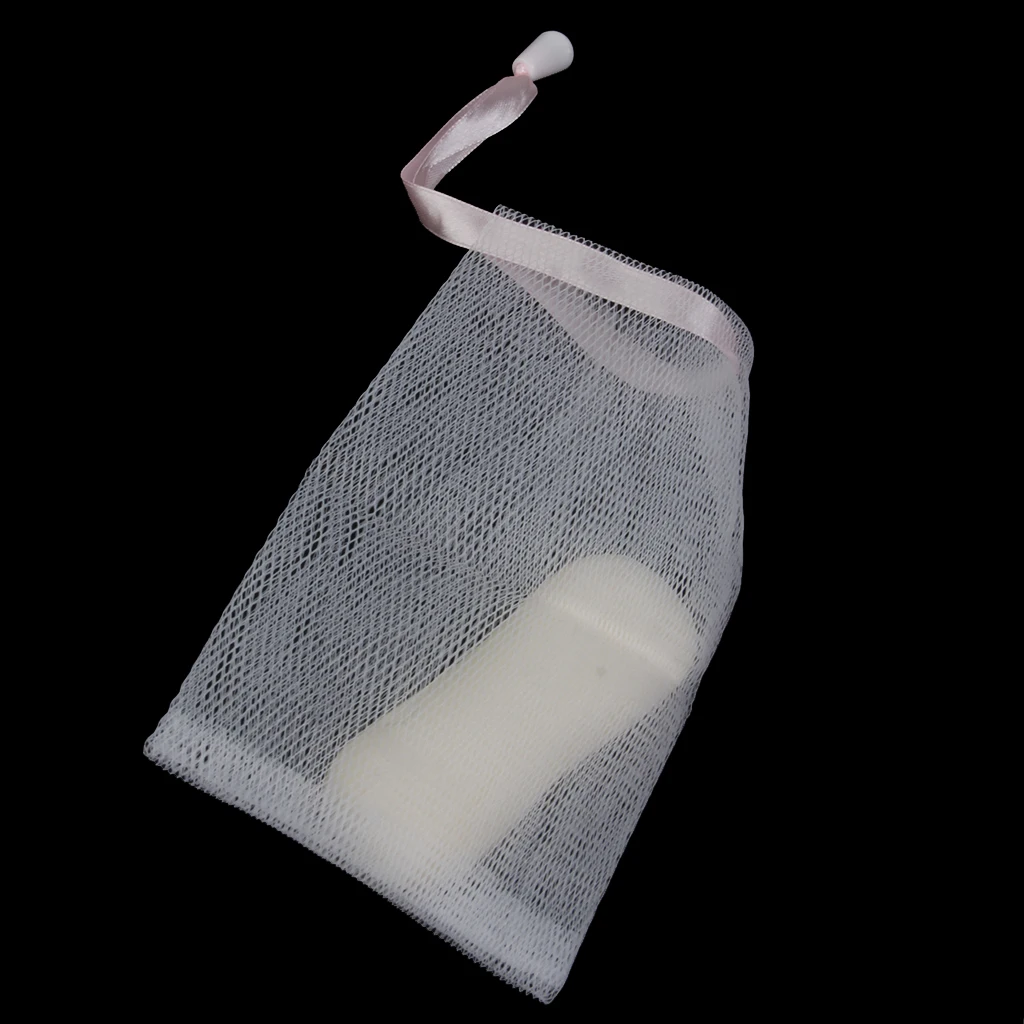 MagiDeal 10pcs Mesh Soap Sack Saver Pouch Drawstring Holder Bags for Making Bubbles Body Facial Cleaning Bath Shower Tool