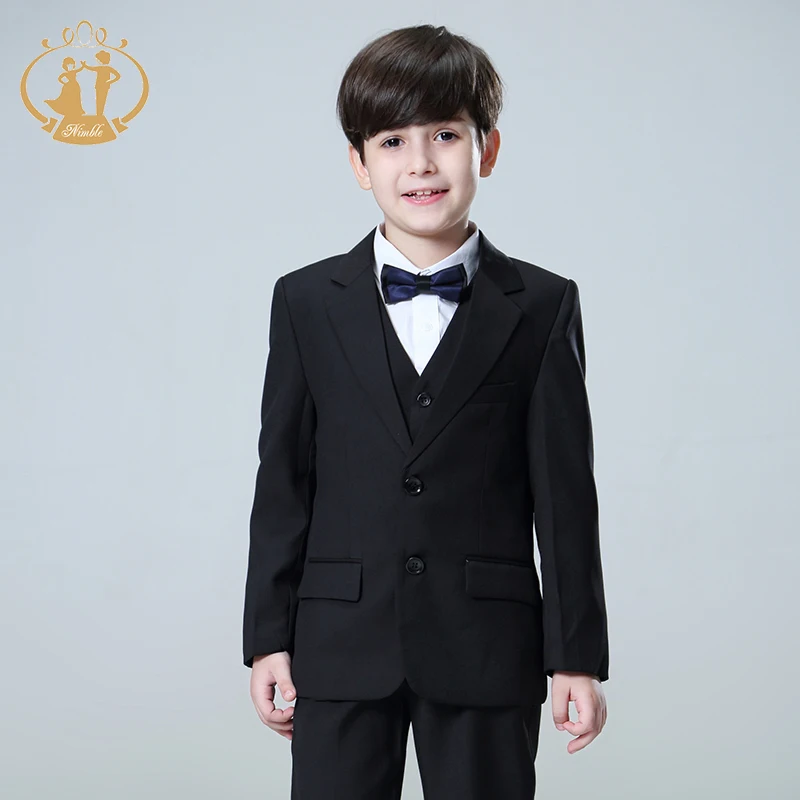 5 Pcs/Set Boys Suits for Weddings Kids Prom Suits Black Wedding Suits