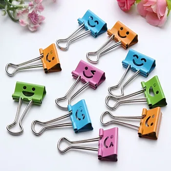 

Cute Binder Clips 10 Pcs Metal Clip Paper Smile Album Paper Clips Stationary Office Supplies D329