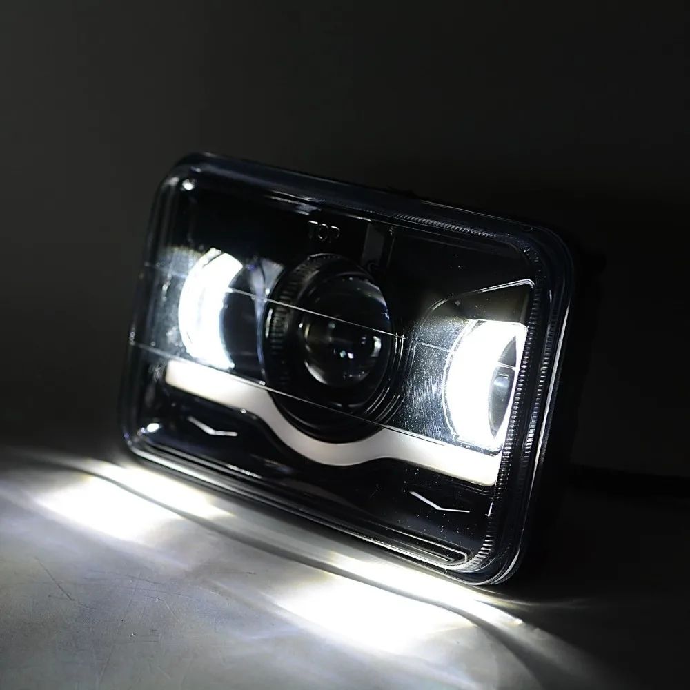 4x6 Sealed Beam Rectangular Replacement With DRL Halo Turn Signal Red light For Chevrolet Ford Trucks (4)