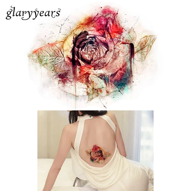 1pc DIY Body Art Temporary Tattoo KM-084 Colorful Drawing Retro Rose Flower Decal Waterproof Tattoo Sticker For Women Makeup 1pc DIY Body Art Temporary Tattoo KM-084 Colorful Drawing Retro Rose Flower Decal Waterproof Tattoo Sticker For Women Makeup