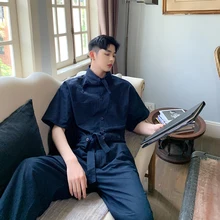 Мужские уличные комбинезоны, брюки для влюбленных, одежда для мужчин, летние, уличные, хип-хоп, Повседневный, короткий рукав, комбинезон, брюки карго