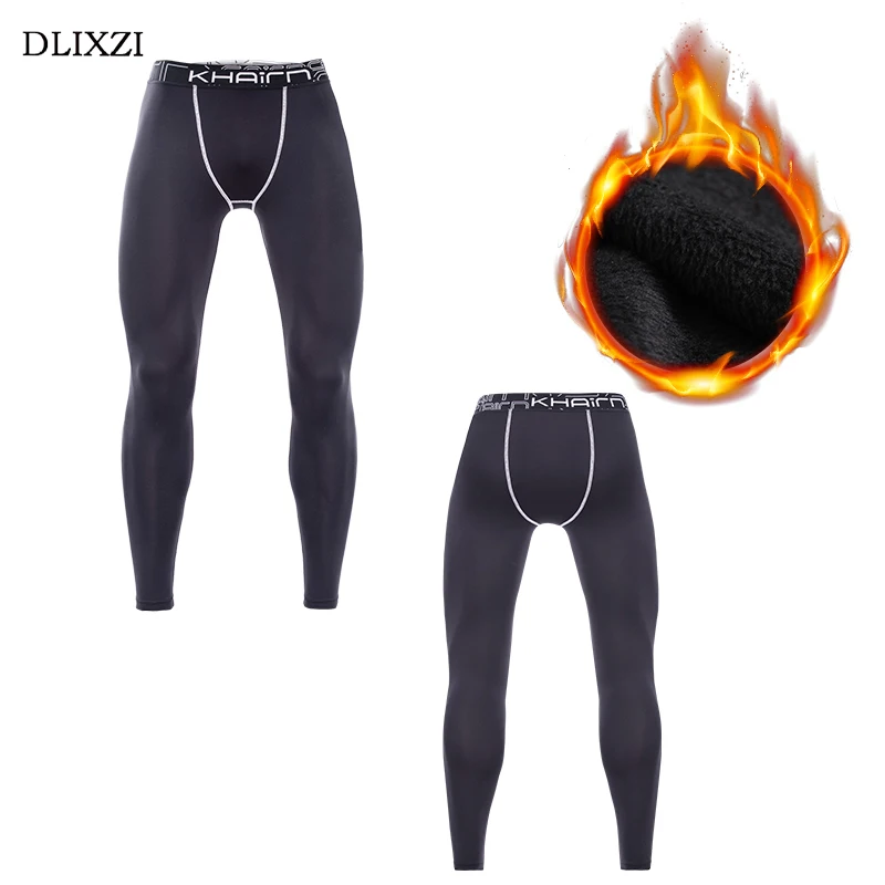 Winter Warme Hosen Männer Compression Leggings Fleece Dicken Jogger Jogginghose Turnhallen Bodybuilding Hosen Männlichen Thermische Unterwäsche