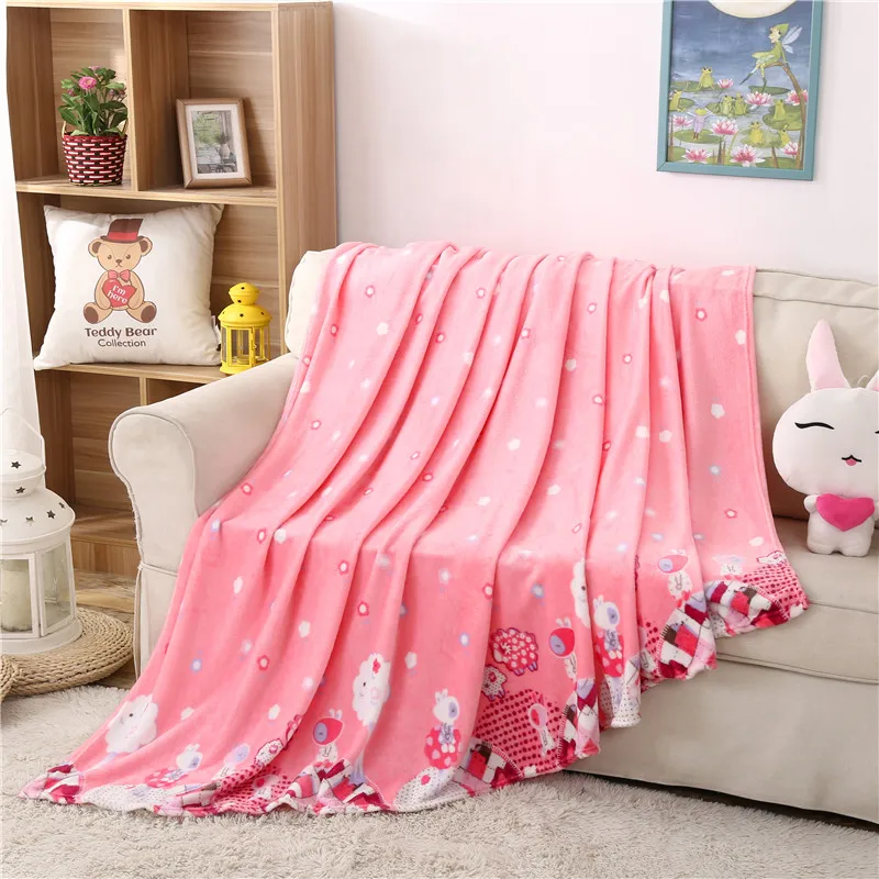 Fashionable Cute Pink Little Girl Pattern 180x200cm Throw Blanket/Fleece Blanket On The Bed Soft Winter Flannel For Sofa | Дом и сад