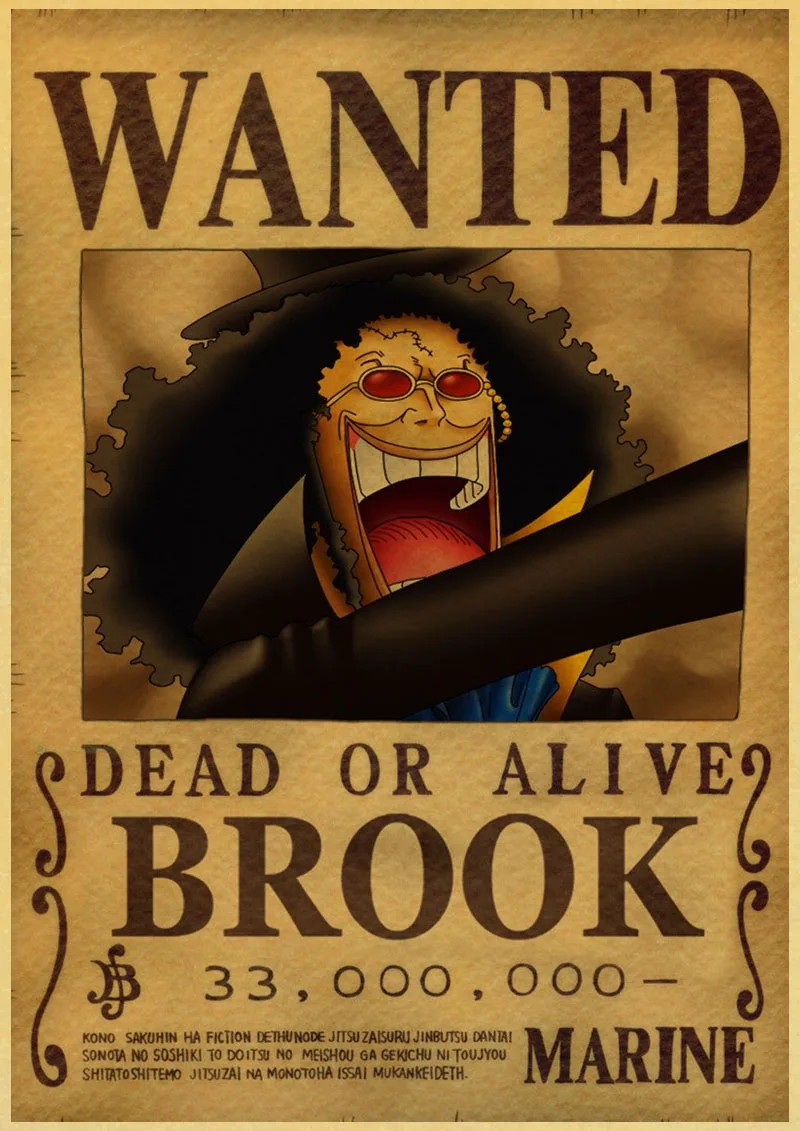 Японский Классический Аниме one piece Wanted Ретро плакат Обезьяна D Luffy Wanted винтажная настенная живопись стены комнаты художественные плакаты - Цвет: P018