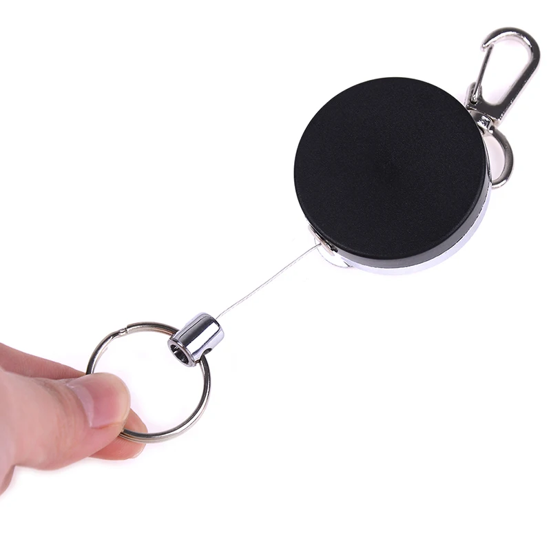 1PCS Retractable Resilience Steel Wire Rope Elastic Casual Stainless Steel Badge Reel Retractable Key Ring ID Card Holder Clips