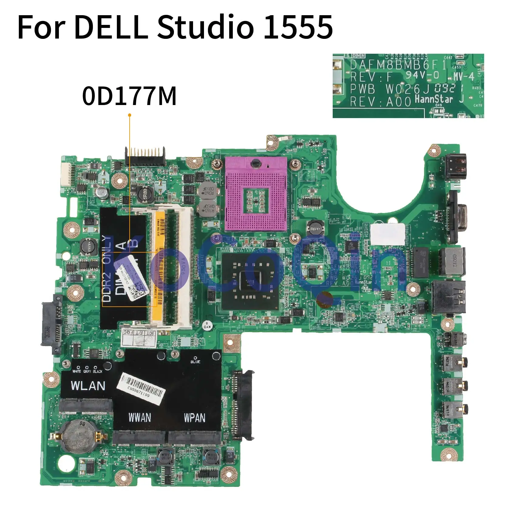YOUKITTY for Dell Studio 1555 Laptop Motherboard CN-0K313M 0K313M DDR2 Mainboard with Graphic Test Good