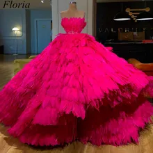 Vestidos de celebridades de lujo fucsia 2019 vestido de baile sin tirantes precioso vestido de alfombra roja ceremonia de entrega vestidos de fiesta con faja