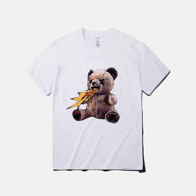 Fire breathing Teddy Bear XX face Printing T shirts Parody Spoof ...
