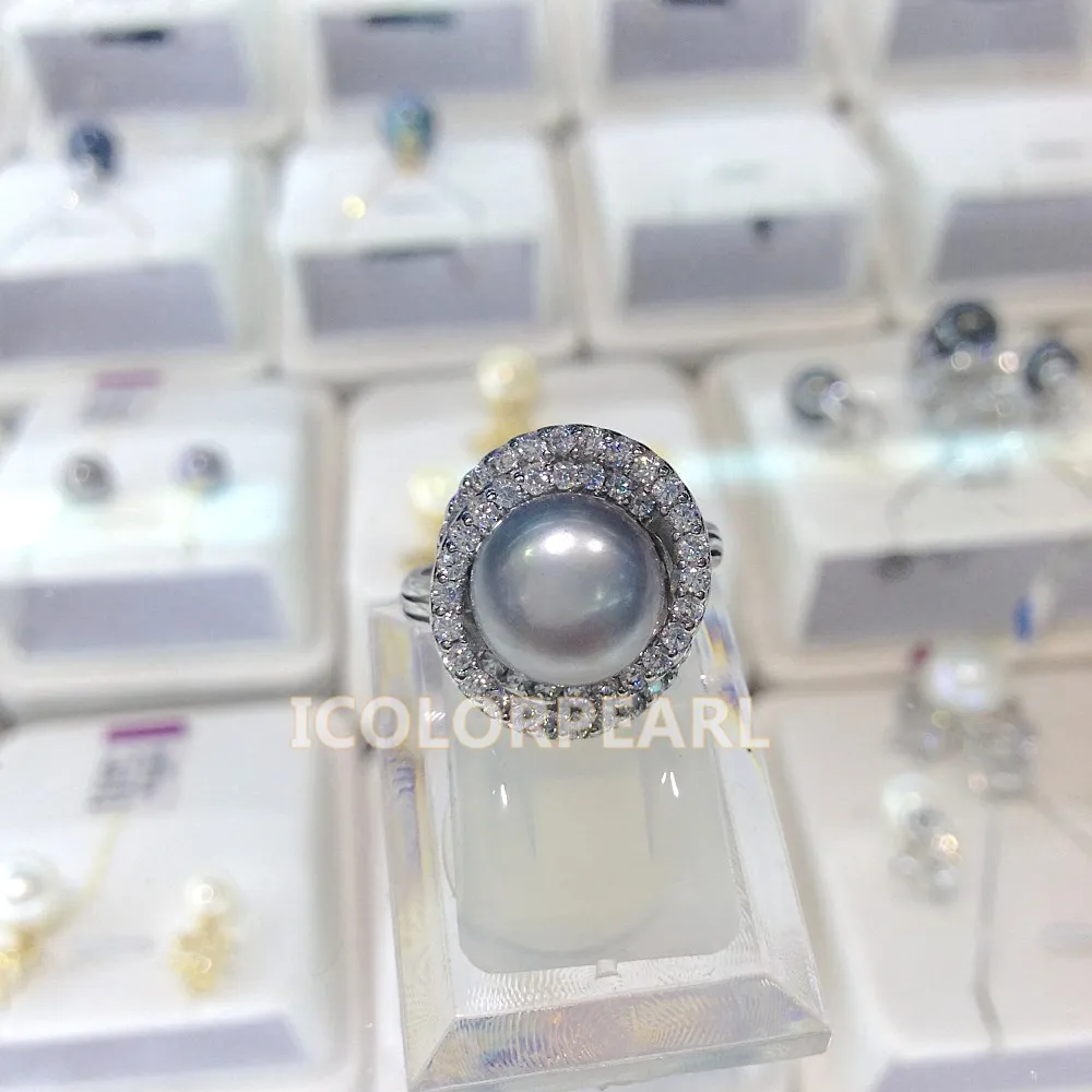 WEICOLOR натуральный белый/розовый/фиолетовый/золотой/черный/серый полукруглый пресноводный жемчуг кольцо с красивый кристалл кольцо(размер, регулируемый