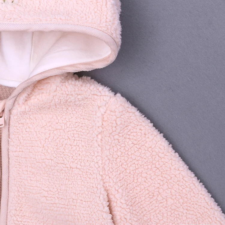 Pink hooded baby coat cute cartoon girls outfits (3)