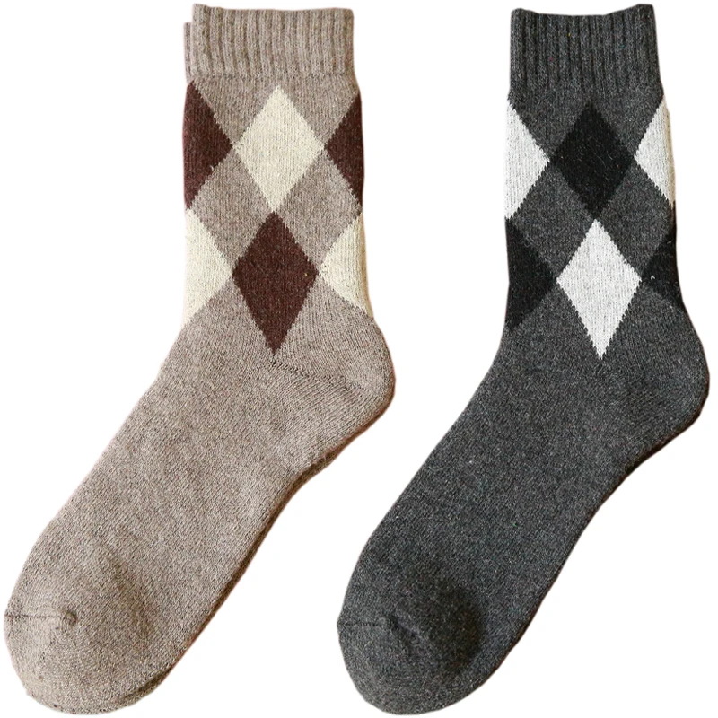 Зимние Для мужчин; шерстяные носки повседневные носки толстые теплые ромба дизайн 5pars