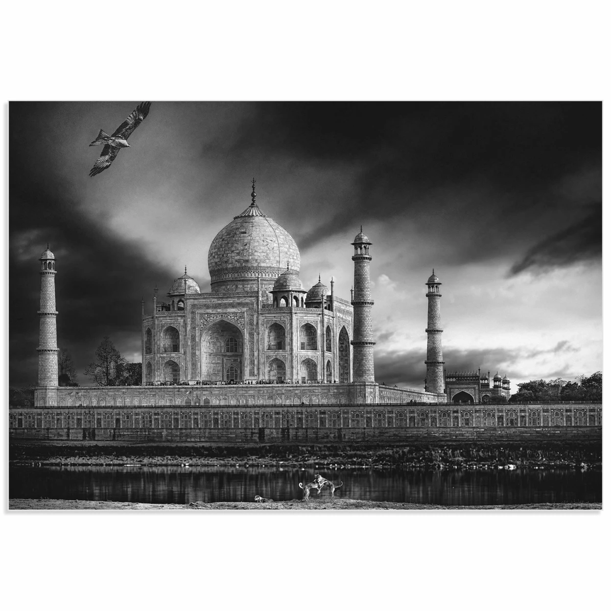 تاج محل في الأسود و الأبيض بواسطة بييت الدقيق تاج محل صورة على الاكريليك Wall Stickers Aliexpress