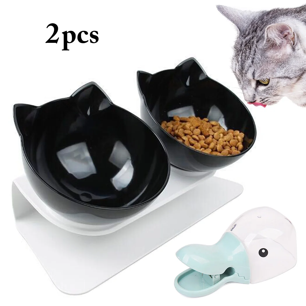 

Adjustable Tilted Transparent Pet Bowl Non-Slip Neck Protection Dog Food Bowls Cat Water Food Bowls With Food Scoop Pet Feeder