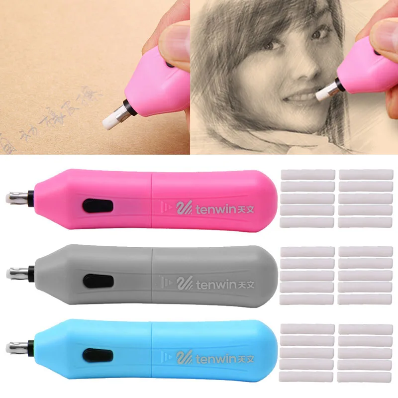 

Handy Electric Eraser Kit Battery Operated Automatic For sketch Pencil With 10 Refills W15