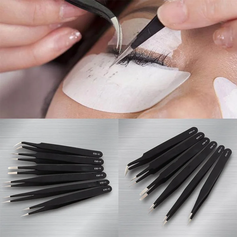 

1 Pcs Nonmagnetic Anti-static Stainless Steel Curved Straight Grafted Eyelash Tweezers Eyebrow Tweezers Bird's Nest Clip