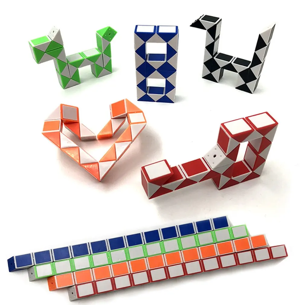 

3D Colorful Magic Ruler 24 Segments Snake Twist Cube Puzzle Game Kids Learning Educational Toys For Children Boys Girls