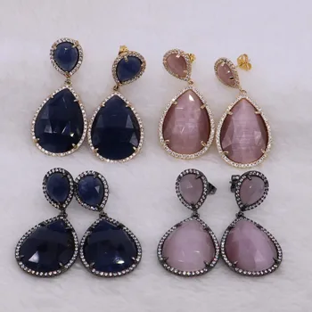 

Fashion Faceted Water drop Crystal stones Mix colors drop earrings & metal dangle earring Trendy jewelry for women 2467