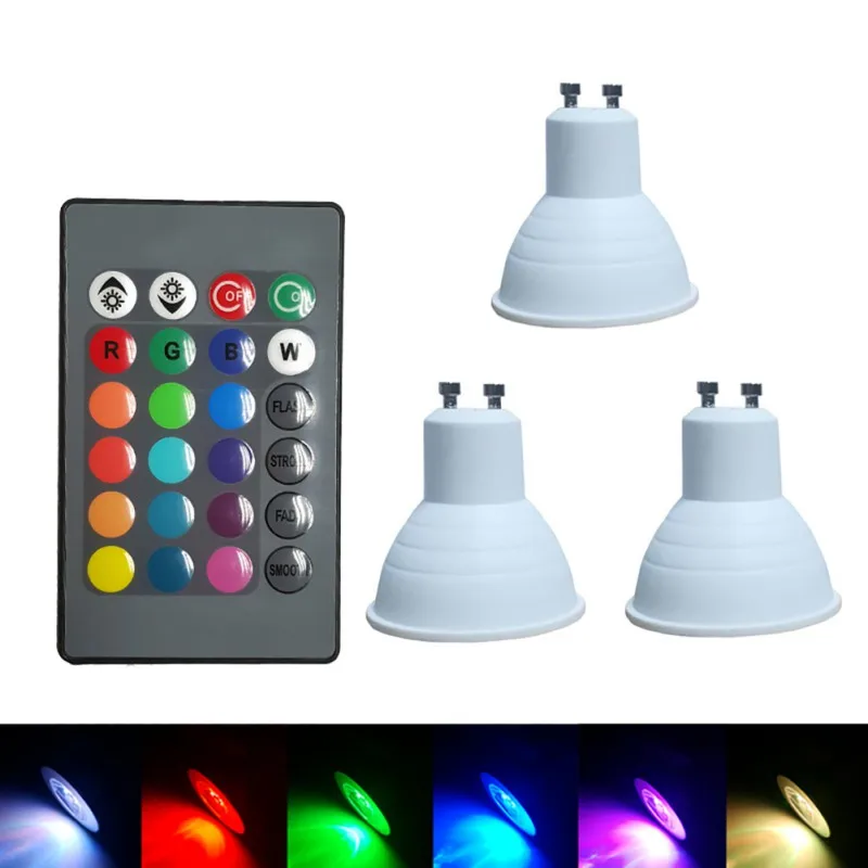 

2019 RGB Magic Light Bulbs Lamp 85-265V RGB Led Light Spotlight IR Remote Control E27/GU10 LED 16 Color Changing