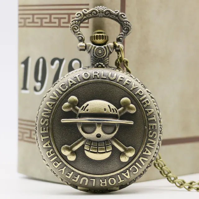 Antique Bronze Copper Cool Pirate Skull One Piece Quartz Pocket Watch For Men Wo Antique Bronze Copper Cool Pirate Skull One Piece Quartz Pocket Watch For Men Wo