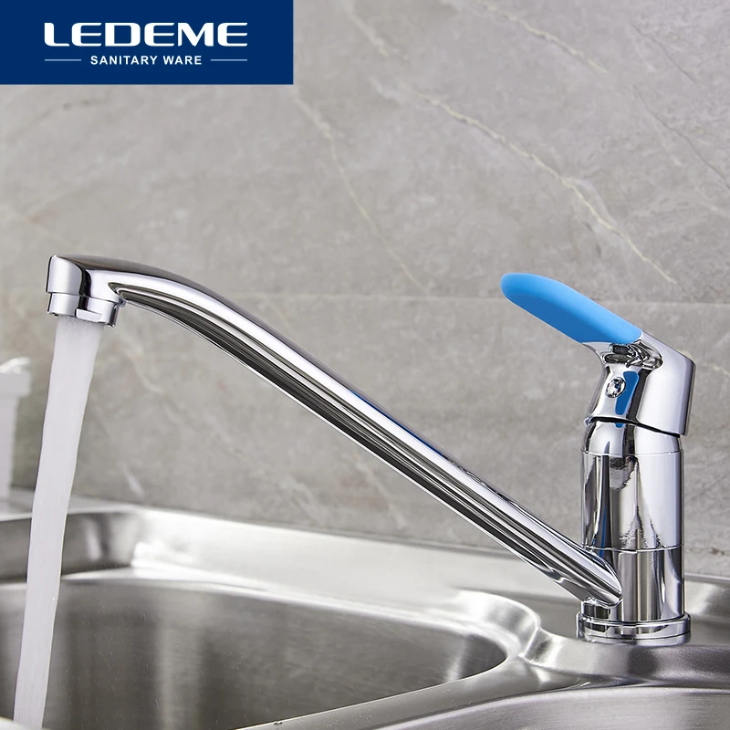 LEDEME Смеситель для кухни с гайкой латунь Цвет: хром 7 цв. ручек L5953