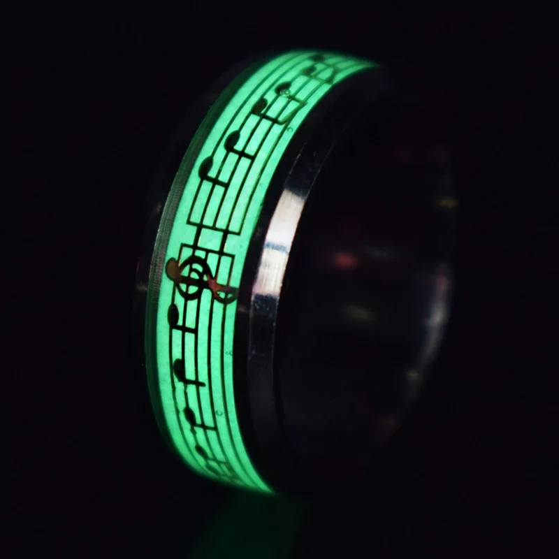 Светящиеся Кольца для мужчин и женщин, светящиеся в темноте кольца из нержавеющей стали с изображением Супермена - Цвет основного камня: Music