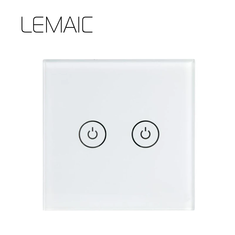 

LEMAIC Remote Control Switch 2 Gang 1 Way RF433 Smart Wall Switch Wireless remote control touch light switch U-Home