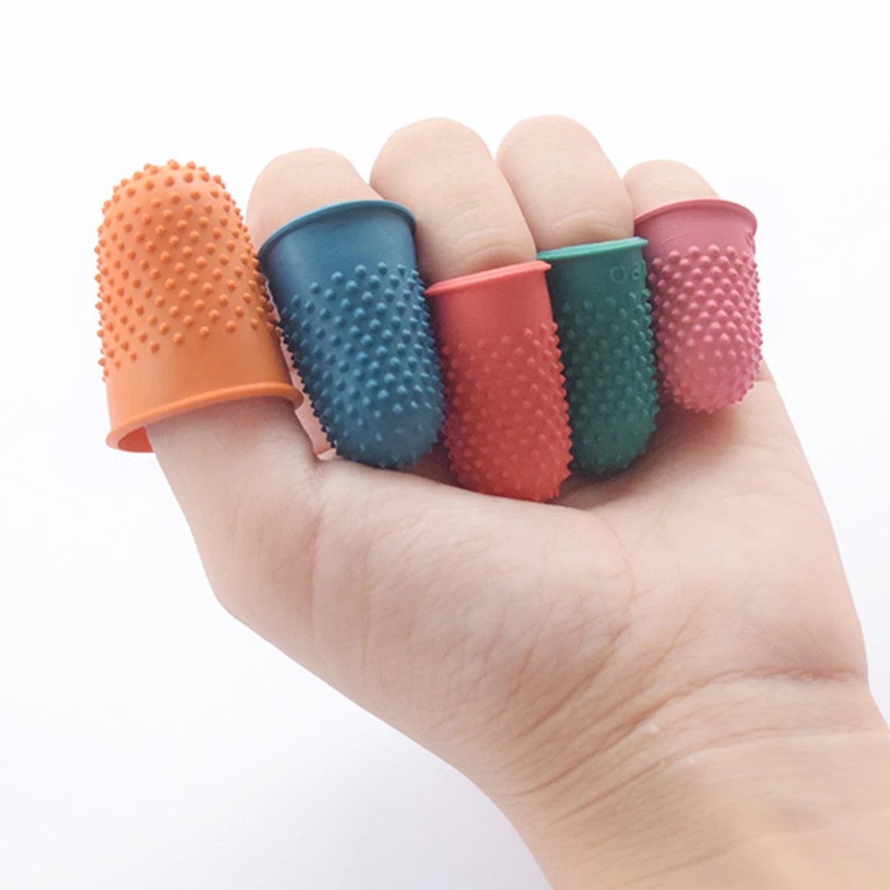 5Pcs Thin Needle Sewing Needle Thimble Leather Rubber Sewing Finger Protective Sleeve Sewing Accessories