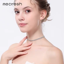 Mecresh классический серебристый цвет кристалл Свадебное колье ожерелье ювелирные изделия Мода Стразы Свадебный воротник ожерелье для женщин MXL061