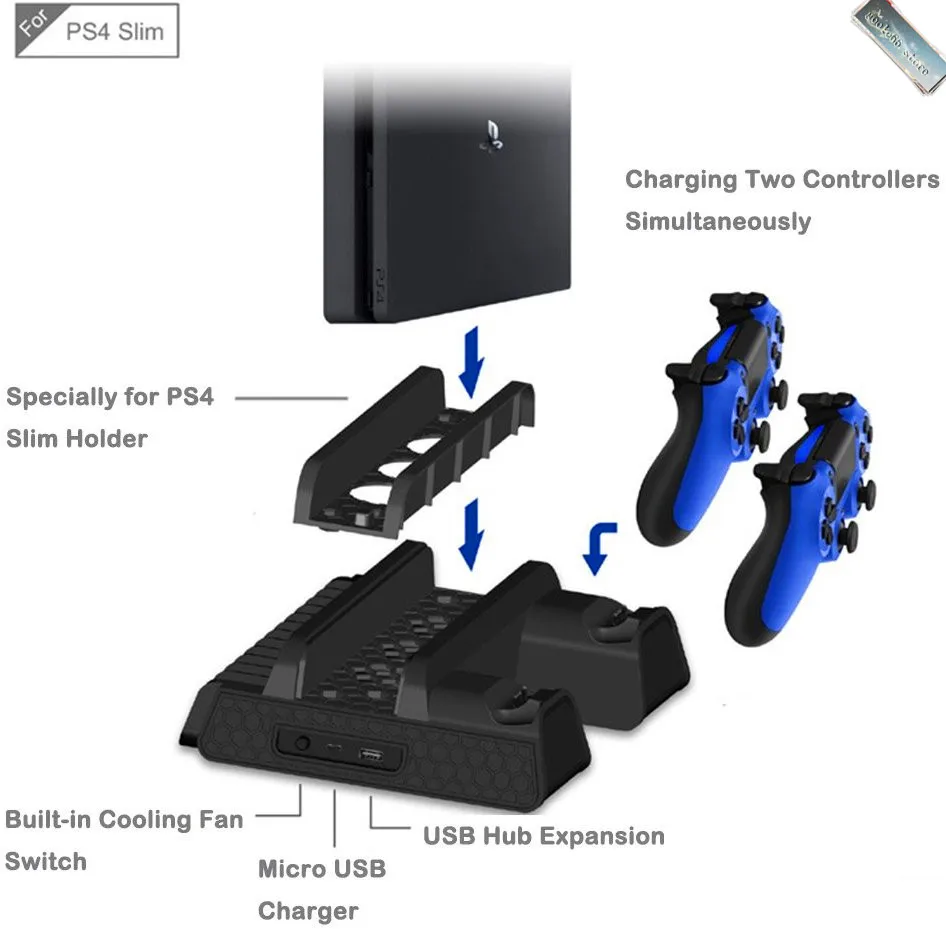 Многофункциональная Вертикальная охлаждающая подставка с двойным USB Зарядное устройство Док-станция для PS4/для PS4 Slim/для PS4 Pro консоли(TP4-882