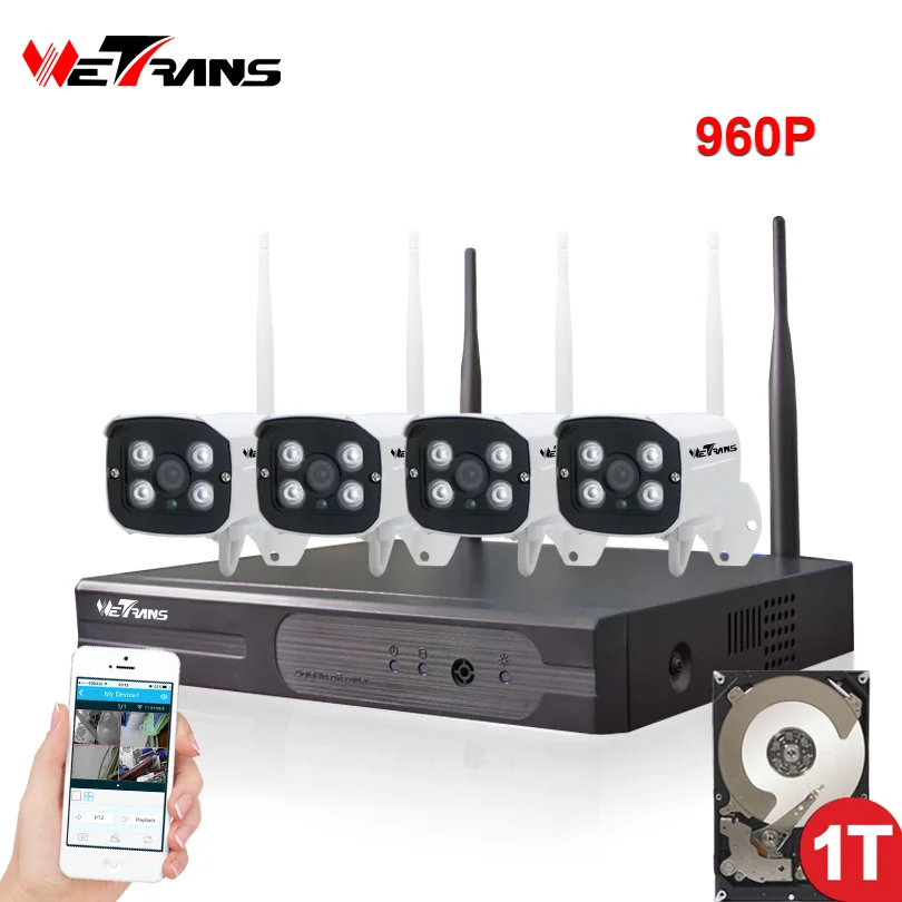 

Wireless CCTV System Wifi 4CH 960P HD 20m IR Night Vision IP Security Camera System Outdoor Waterproof P2P Home Surveillance