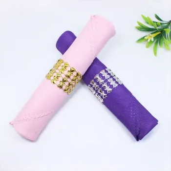 

Tangpan Double Rows Velcro Napkin Rings Plastic Rhinestone Mesh Bling Napkin Holders Adornment For Wedding Party