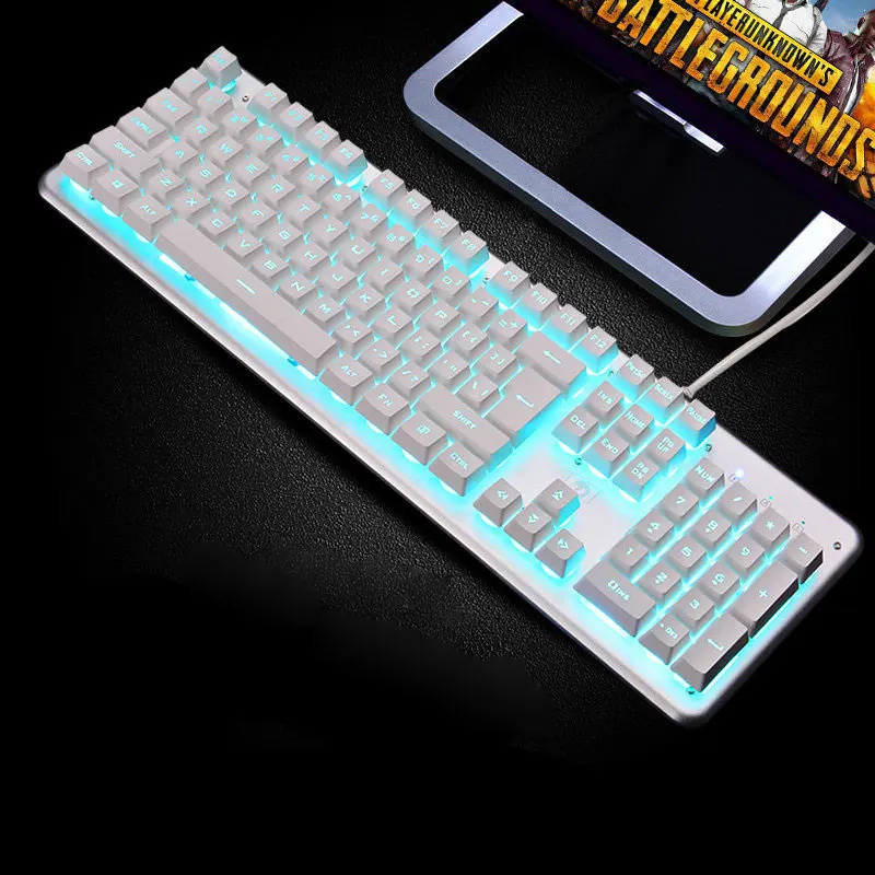 Игровая клавиатура с подсветкой стимпанк Ретро круглая/квадратная клавиатура USB Проводная светящаяся металлическая панель Клавиатура для ноутбука - Цвет: Square button White