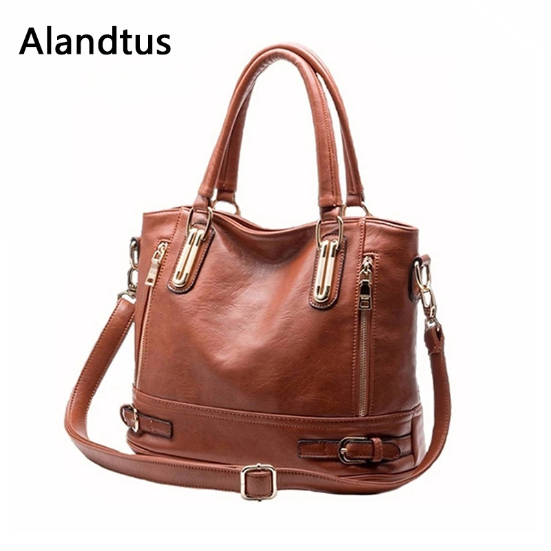 Alandtus العلامة التجارية النساء حقيبة كتف حقيقية حقائب يد جلدية عارضة الإناث حمل حقيبة الأزياء حقيبة ساع لفتاة Crossbody أكياس
