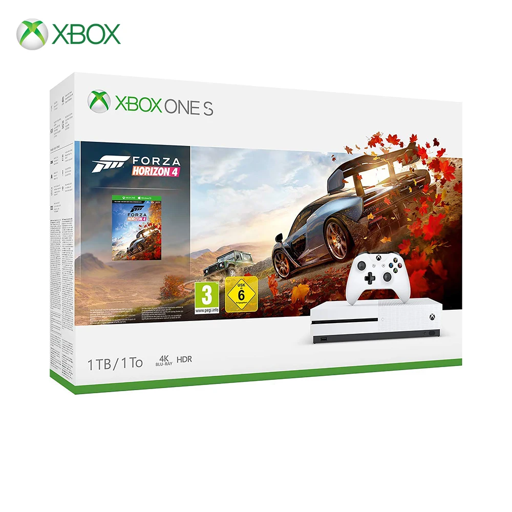Из Испании microsoft Xbox One S 1 ТБ консоль Forza Horizon 4 пучка K Ultra HD Blu Ray цвет Бланко|Геймпады|