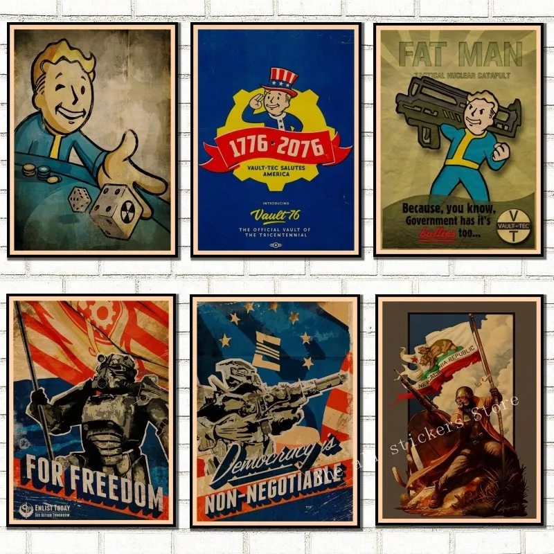 Fallout 3 4 игровой постер серия ретро плакат крафт бумага бар кафе домашний декор