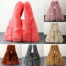 Модная милая сумка из искусственного меха в Корейском стиле, пушистый мягкий кроличий мех, жилет, клатч, сумка Harajuku, панк, зимняя плюшевая дорожная сумка для девочек