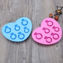 6 ячеек любовь сердце кольцо Шап Силиконовый Лоток с формой для кубиков льда маффины Желе DIY инструмент
