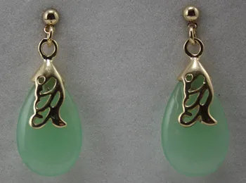 

Free Shipping ER000124 Elegant Natural jade Drop Earring