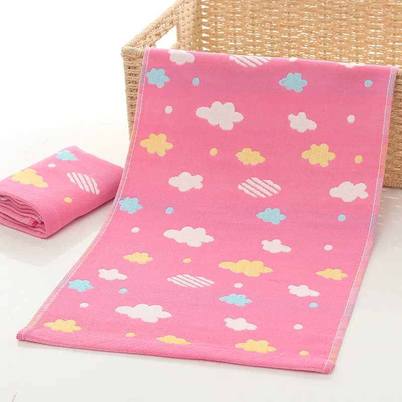 26*50cm High Quanlity Baby Towel Cartoon Babys Washcloth Handkerchief Kids Feeding Wipe Cloth Three-layer Cotton Gauze Towels