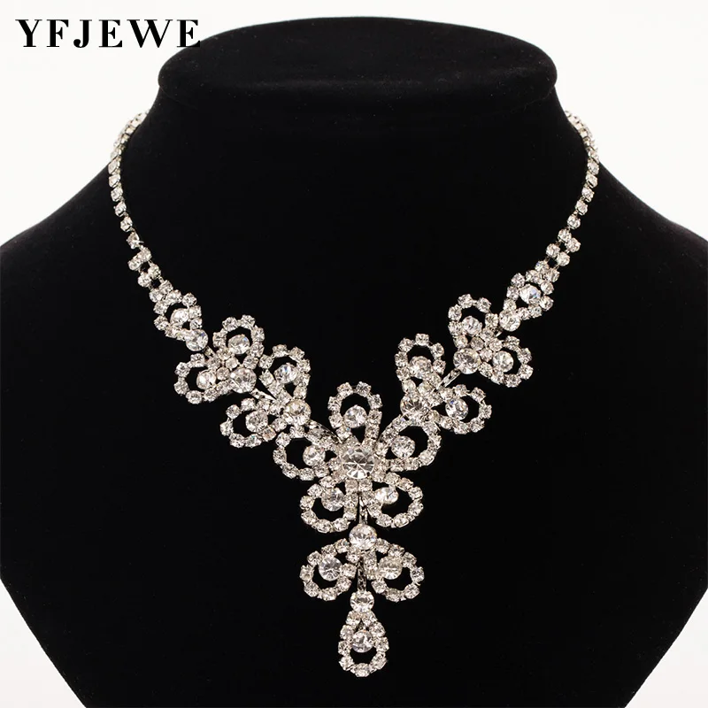

Fashion Women Rhinestone choker white necklace Women Luxury Chocker Necklaces long necklace Collier Statement jewelry N312